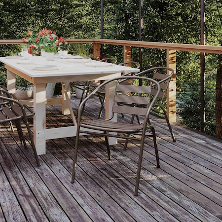 Flash Furniture Lila Bronze Metal Restaurant Stack Chair with Metal Slats TLH-017C-BZ-GG